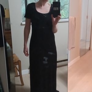 Vintage black velvet full length dress